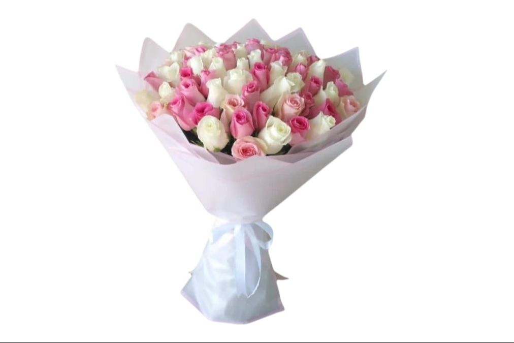 Sweetness bouquet 28 pieces white and pink