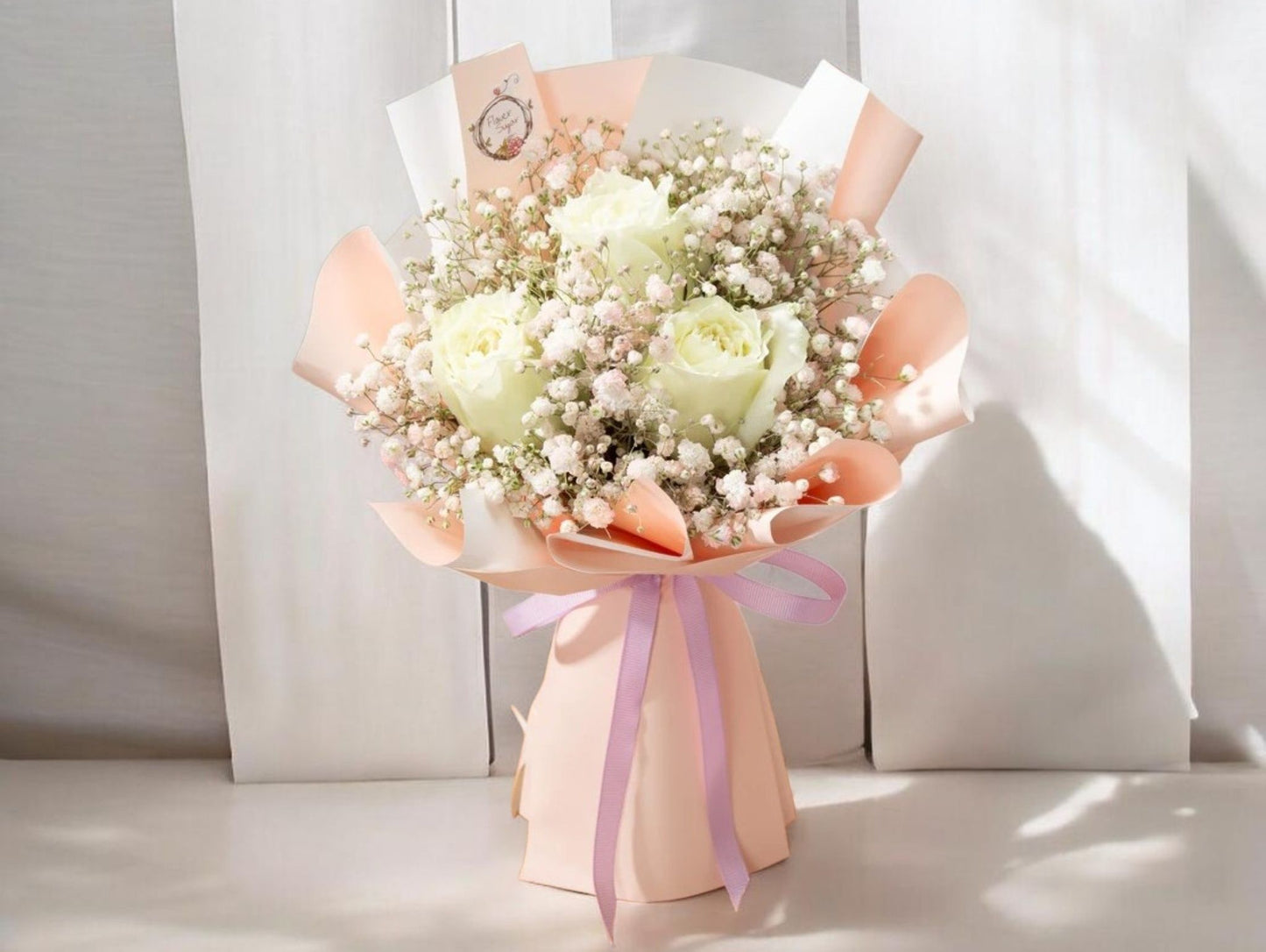 3 White Roses Bouquet
