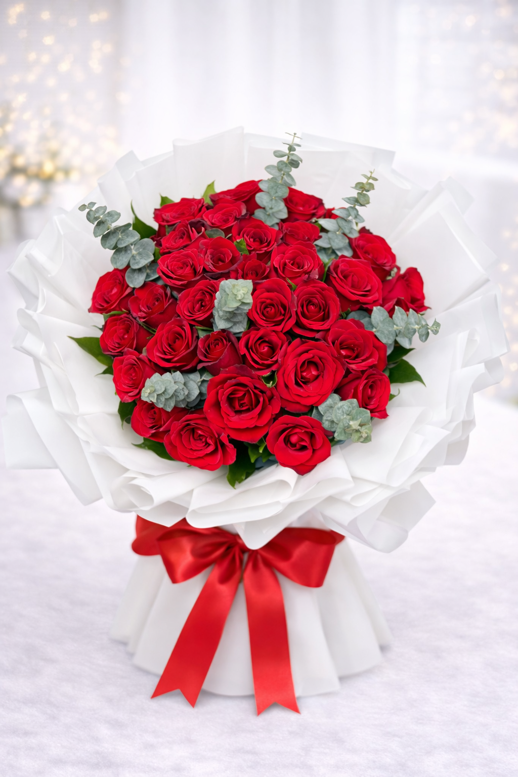 Red Rose Birthday Bouquet – 50 Roses