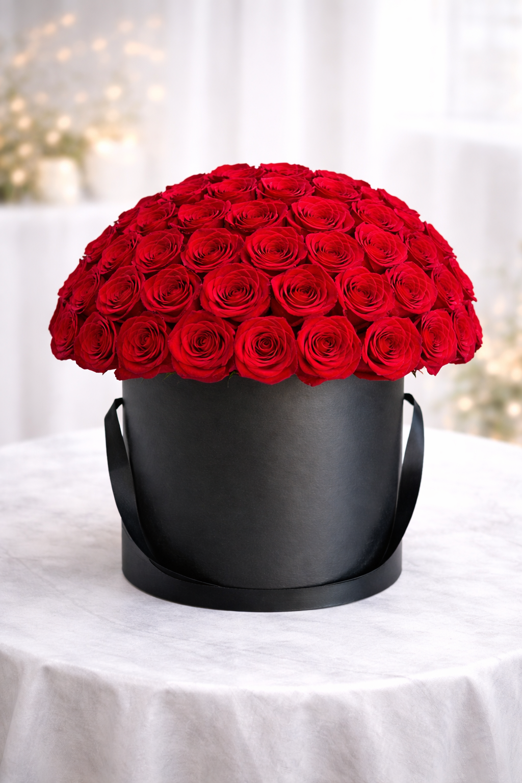 Smile Love Rose Box – 51 Red Roses (Black Edition)
