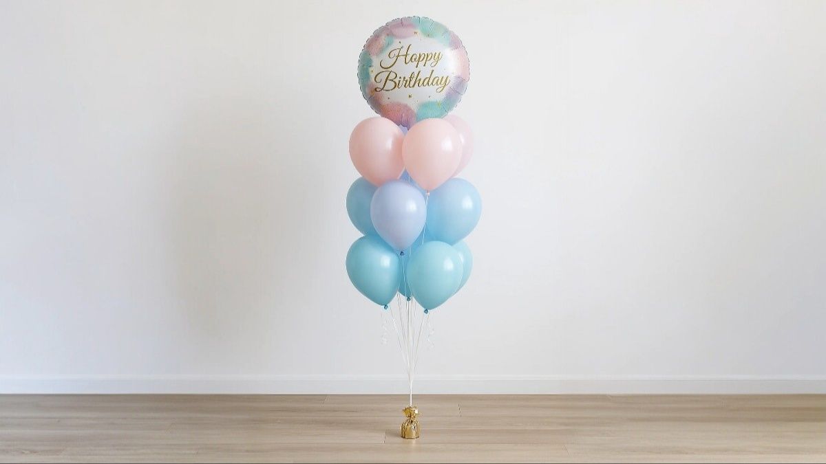 Happy Birthday Balloons Blue And Pink