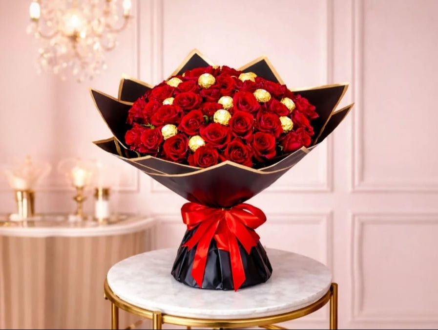 Red Roses with Ferrero Arrangement