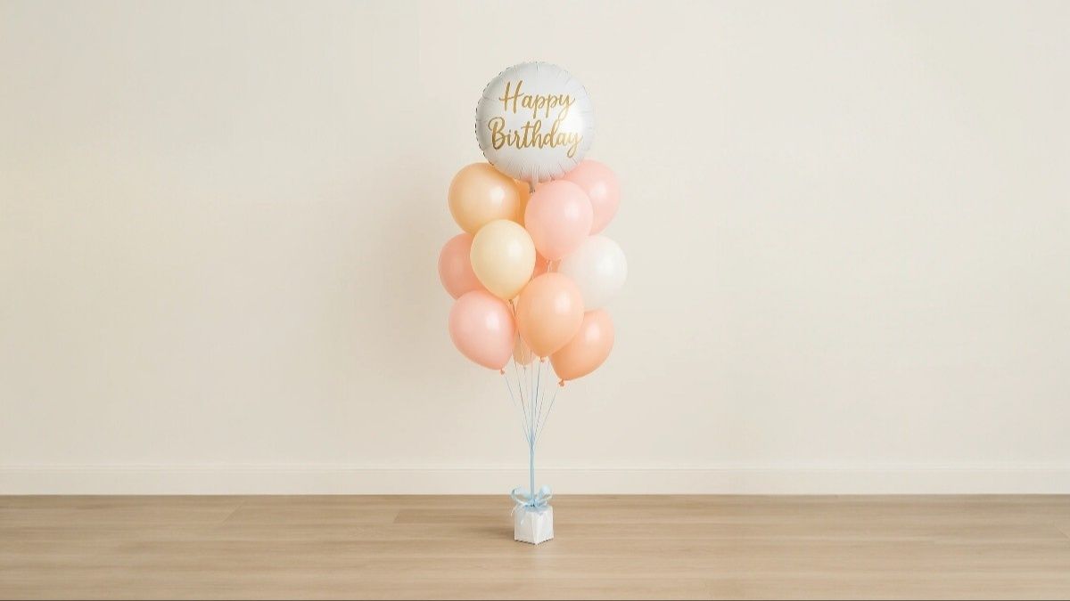 Happy Birthday Balloons Peach