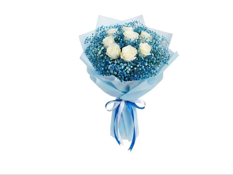 Blue and white