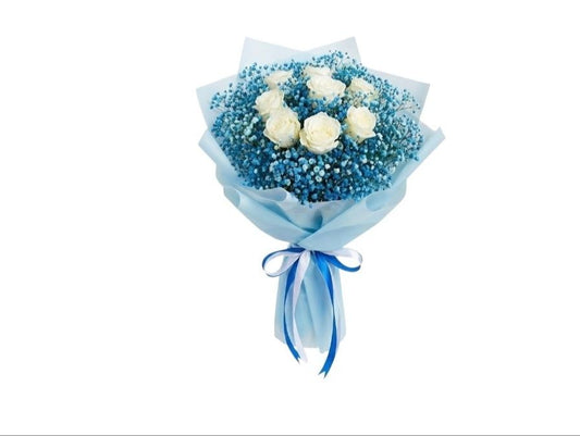 Blue and white