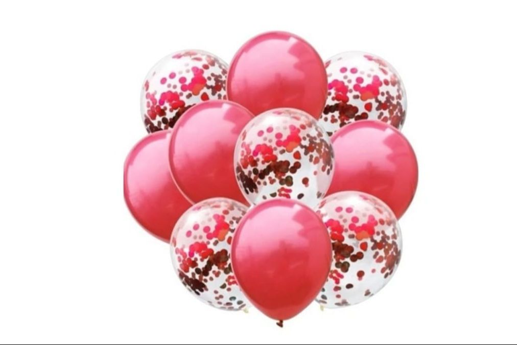 Red shiny Confetti Balloons