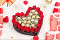 Heart Of Red Roses And Ferrero Rocher Chocolates