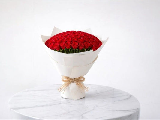 81 Red Roses In White Wrapping