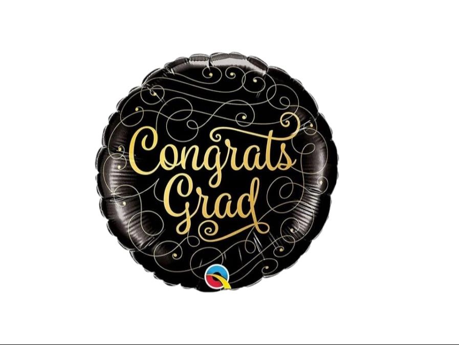 Qualatex - Round Congrats Grad Gold Doodles Balloon