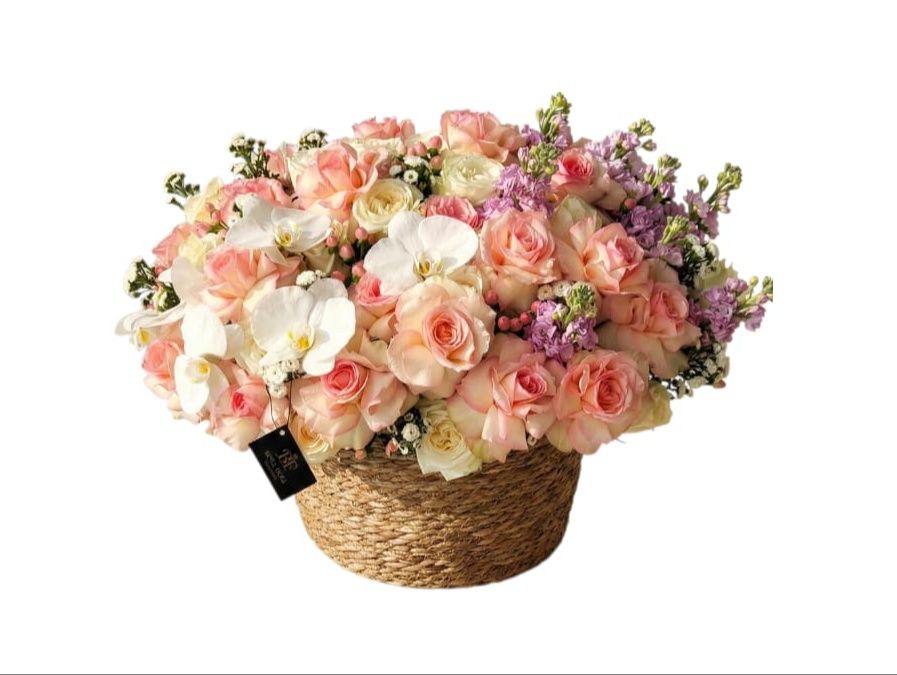 The Blush Garden Flowers Basket