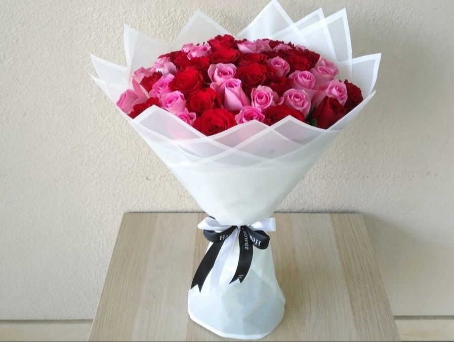 41 Red and Pink Roses Bouquet