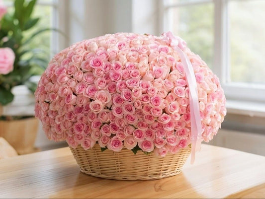 Basket of 400 Pink Roses