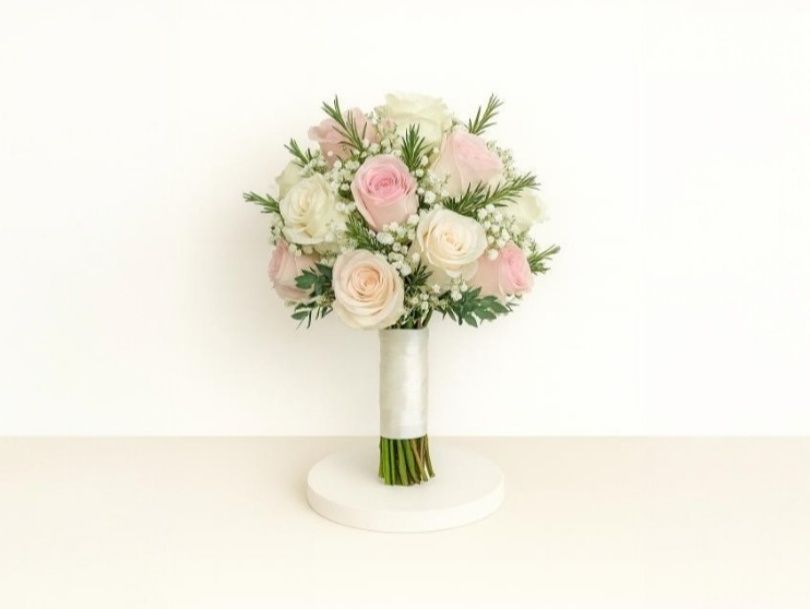 Pink and White Rose Bridal Bouquet