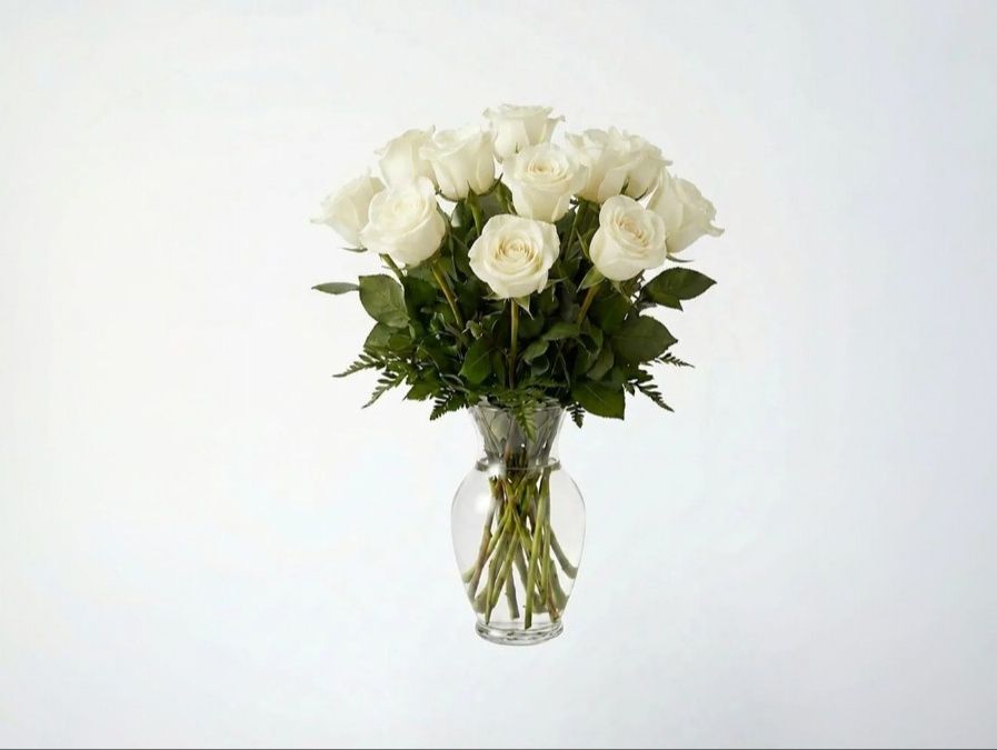 White Roses Vase