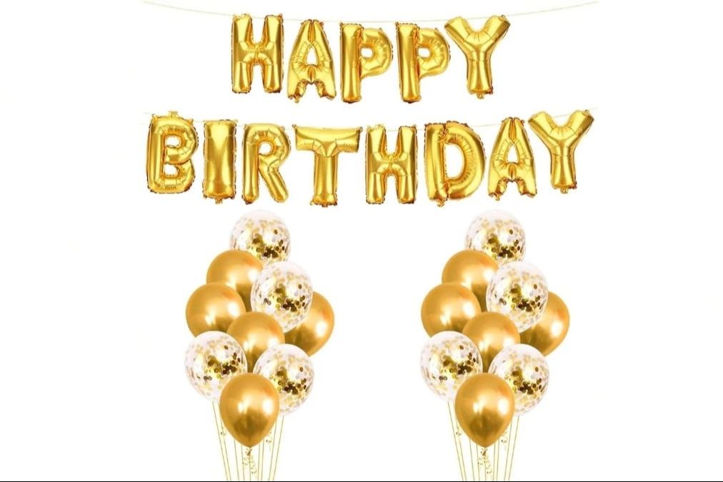 Highland - Golden Happy Birthday Decoration Set