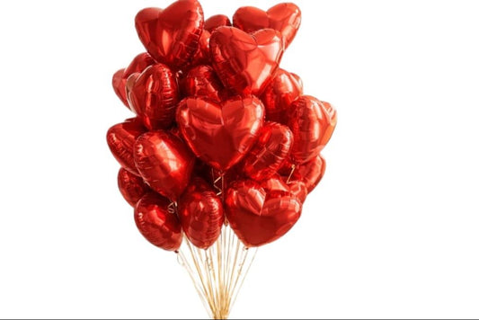 Red Foil Heart Valentines Balloons Bouquet