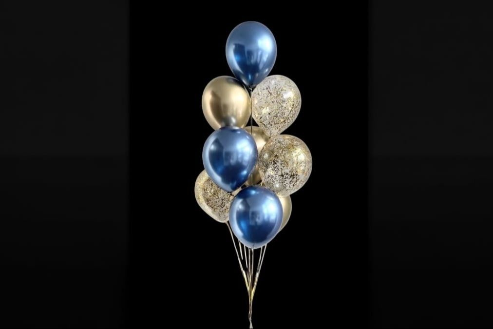 Cobalt Blue and Gold Balloon Bouquet