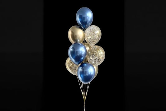 Cobalt Blue and Gold Balloon Bouquet