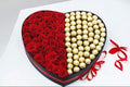 Red Roses and Ferrero Rocher in Heart Box