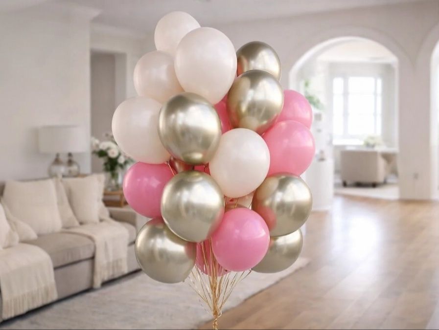 21 Royal Blush White Gold Balloon Set