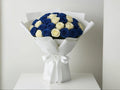 White and Blue Rose Bouquet