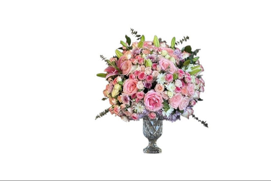 Light Pink Blooms Flower Arrangement with Lily Vase