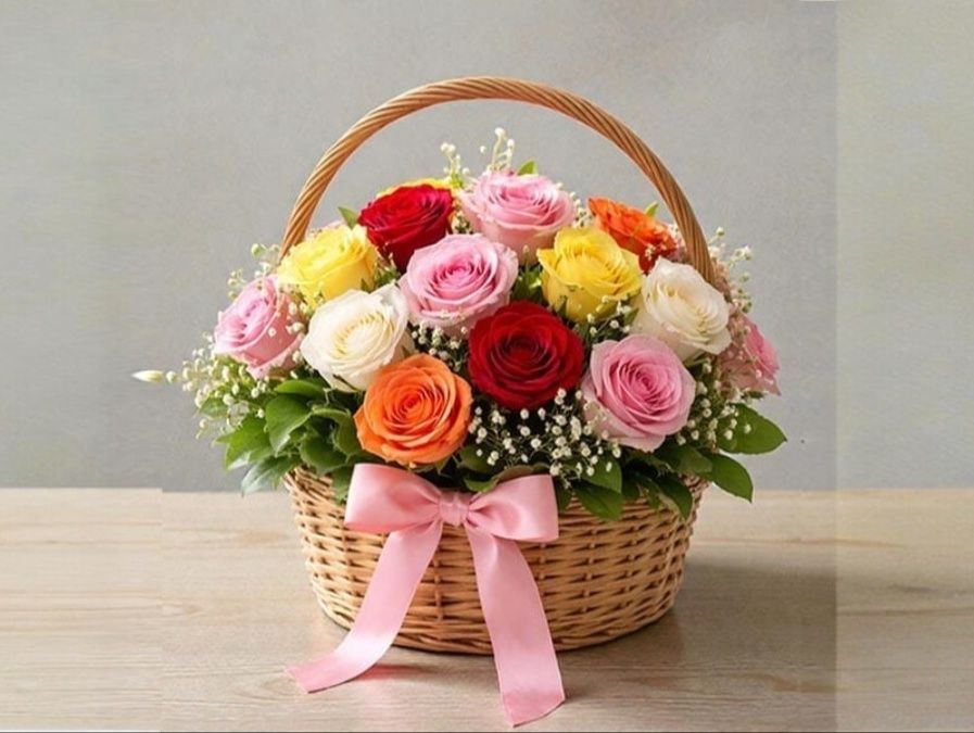 Assorted Roses Basket