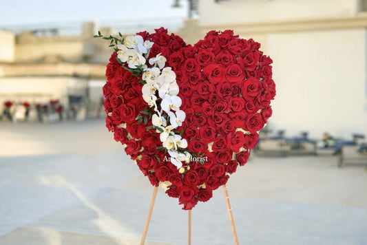 Broken Heart – Red Roses & White Orchids Funeral Tribute