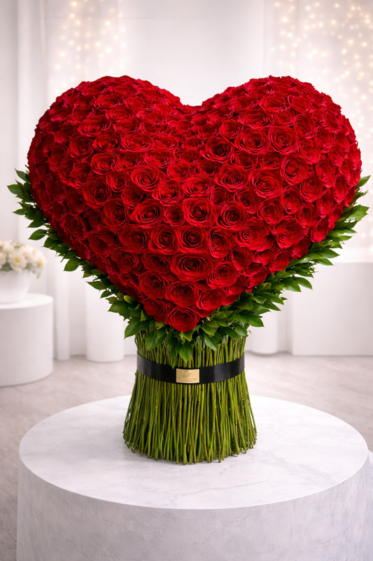 Grand Love Heart – Red Rose Stand Arrangement