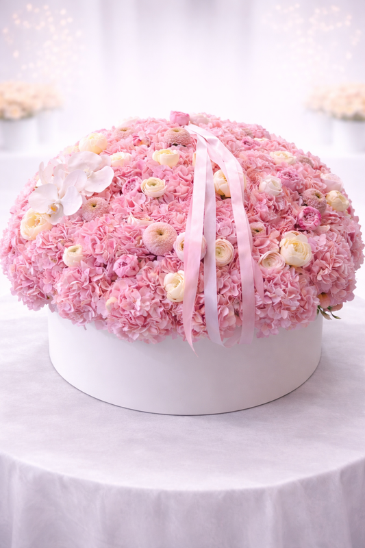 Hydrangea & Sweet Pink Flower Arrangement – Luxury Gift for Husband