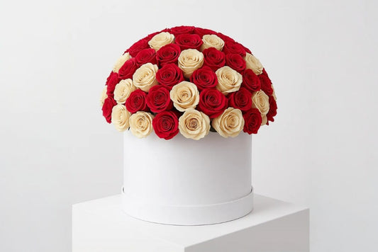 Life Love Box – 35 Premium Red & White Roses