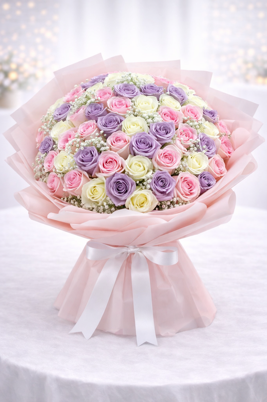 Luxury Mixed Roses Bouquet – 120 Roses