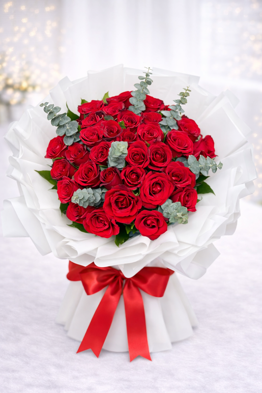 Red Rose Birthday Bouquet – 50 Roses