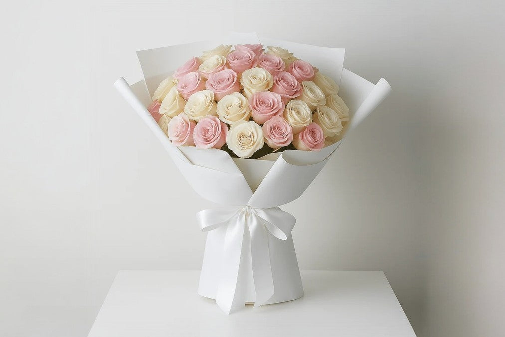 Romantic Blooms – Pink & White Rose Bouquet