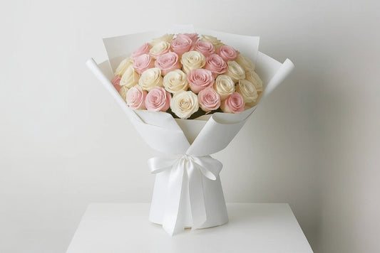 Romantic Blooms – Pink & White Rose Bouquet