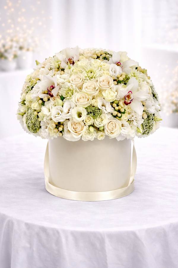 White Designer Flower Box – Family Celebration Edition