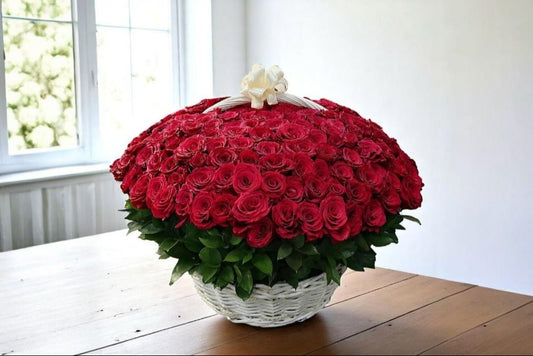101 Love Day Red Roses Basket
