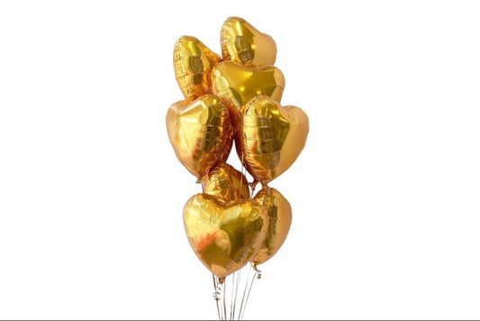 8 Golden Heart-Shaped Foil Balloon