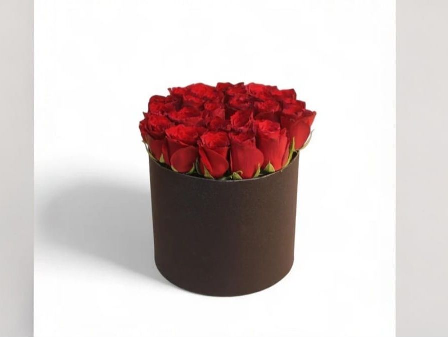 Luxury Red Rose  in Black Hat Box