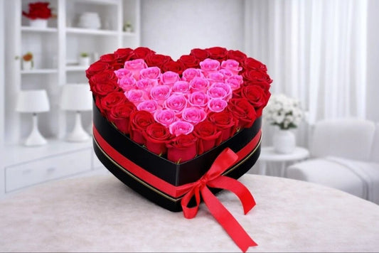 Pink And Red Roses Flower Box