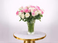 Pink & White Roses in Vase