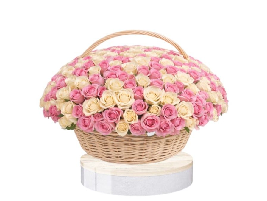 Pink and White Basket