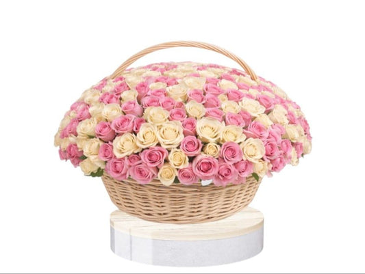 Pink and White Basket