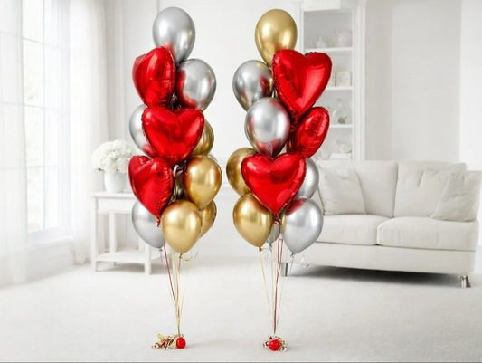 Chrome Luxe Heart Foil Balloon Bouquet