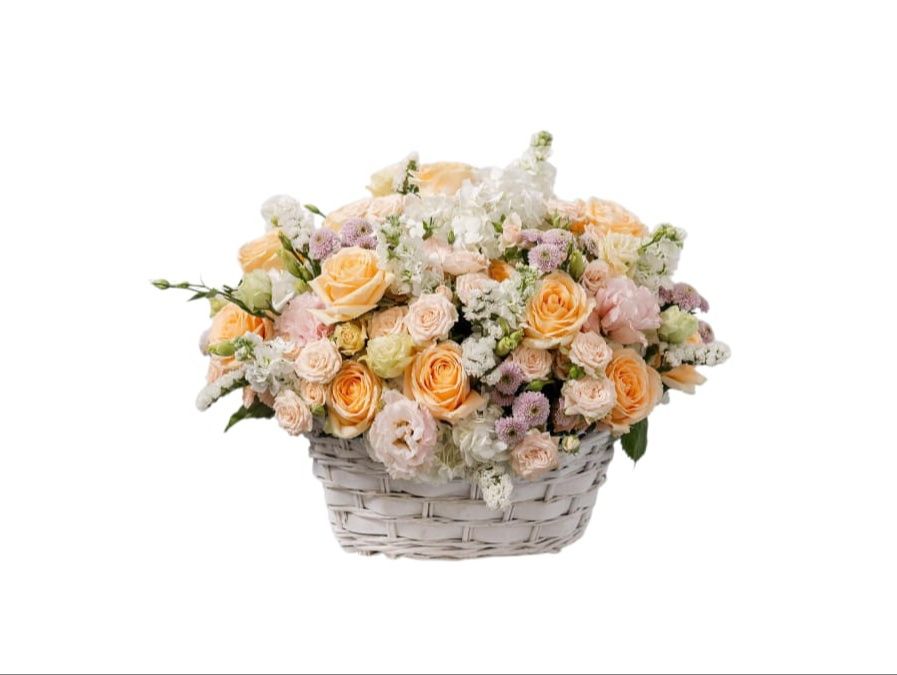 Mix flower basket in pastel colors