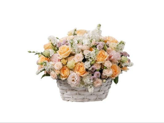 Mix flower basket in pastel colors