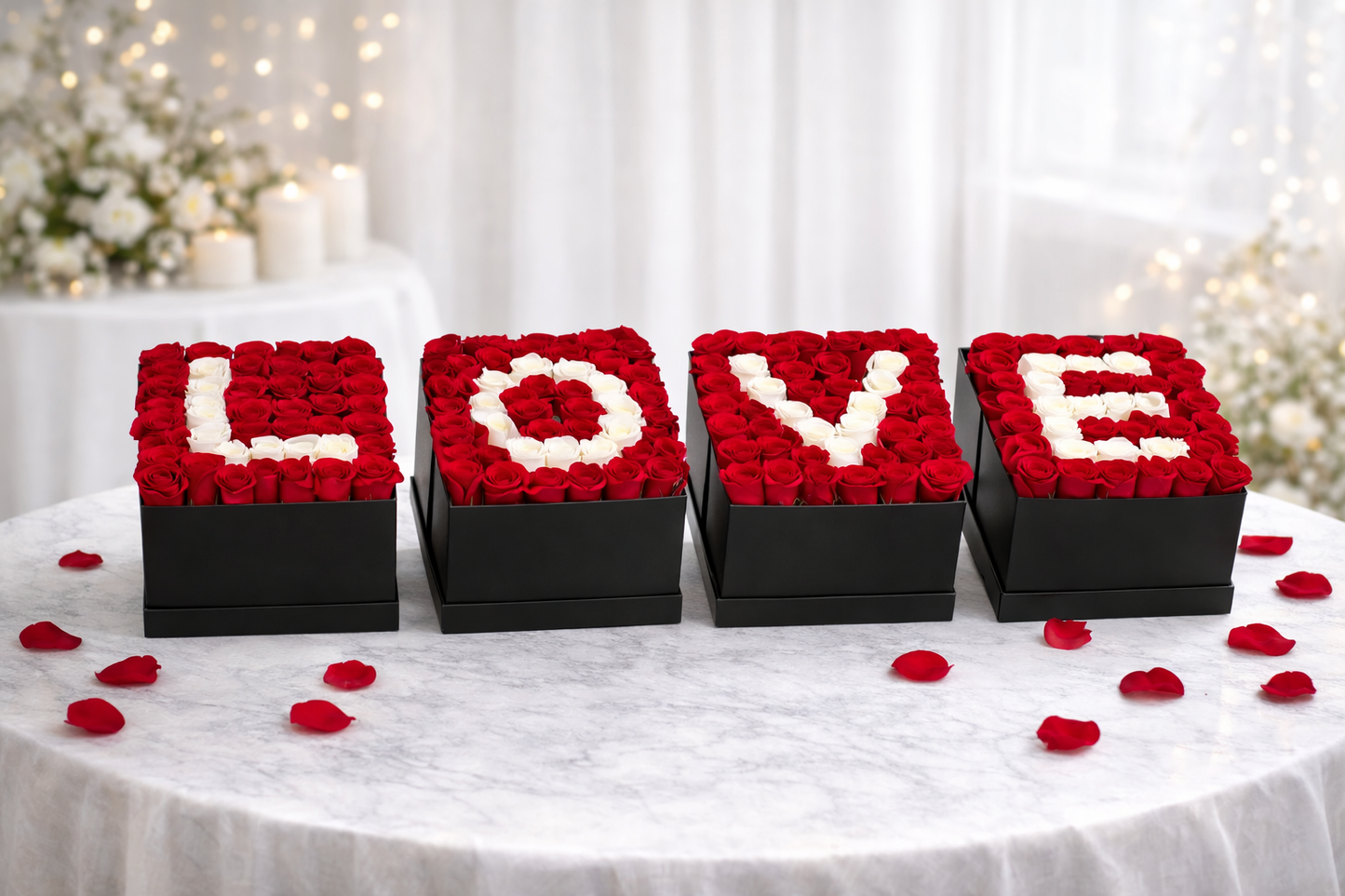 LOVE Rose Box Arrangement – 200 Roses (4 Boxes)